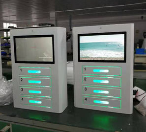 Kiosque électrique de station de charge de téléphone portable de bâti de mur de 4 casiers avec l'écran de la publicité