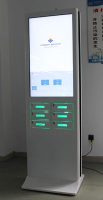 Malls Event digital Cell Phone Charging Station Kiosk tower with  Secured Lockers and ads screen and UV light
