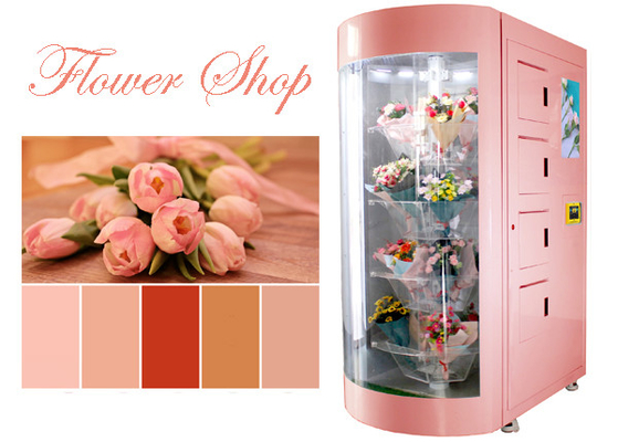Distributeur automatique à extrémité élevé de fleur pour vendre des bouquets avec le vitrail transparent et la vente futée de système de refroidissement