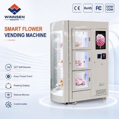 Qualité Distributeur automatique de fleurs en grande boîte avec rotation à 360° Winnsen, écran tactile 22 pouces et options de paiement multiples usine