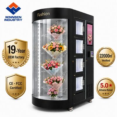 Qualité Machine de vente de fleurs intelligente Winnsen à 24 compartiments avec réfrigérateur et humidificateur, portes à fermeture automatique usine