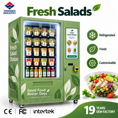 Qualité Distributeur automatique de salades Winnsen avec compartiment à couverts en option et porte de prélèvement automatique usine