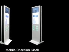 Publié en public Kiosque de recharge de téléphones cellulaires fonctionnant à la pièce avec coffre-fort